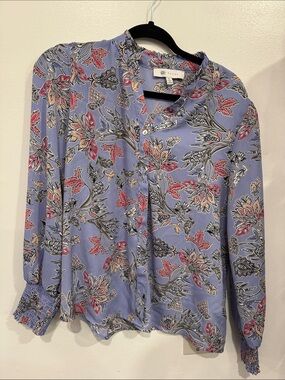 Fever Lavender Floral Button-Up Blouse
